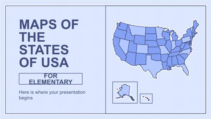 Powerpoint templates bản đồ các tiểu bang của Hoa Kỳ cho tiểu học simple and delicate